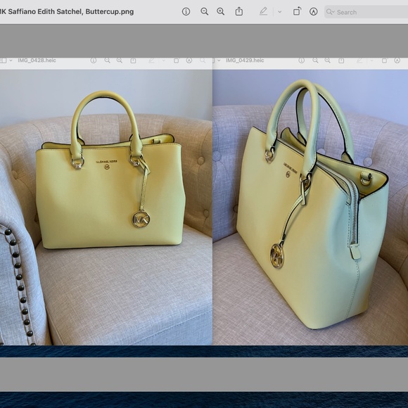 Michael Kors Saffiano Large Edith Satchel *Buttercup* - Picture 5 of 16